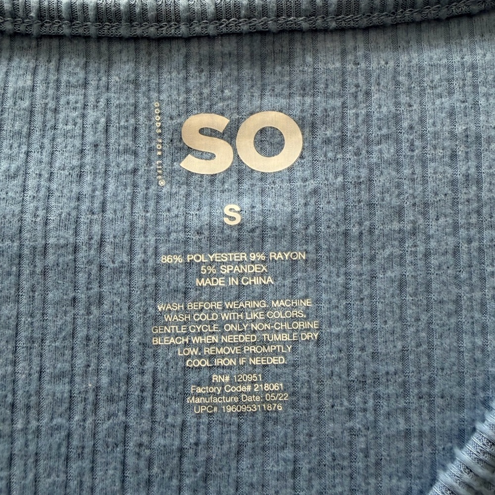 SO Women’s Blue Front Knot Long Sleeve Top - Picture 5 of 5